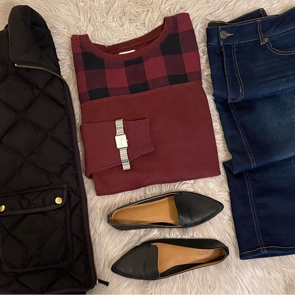 Old Navy Tops - Old Navy | Buffalo Check Sweatshirt | Burgundy & Black